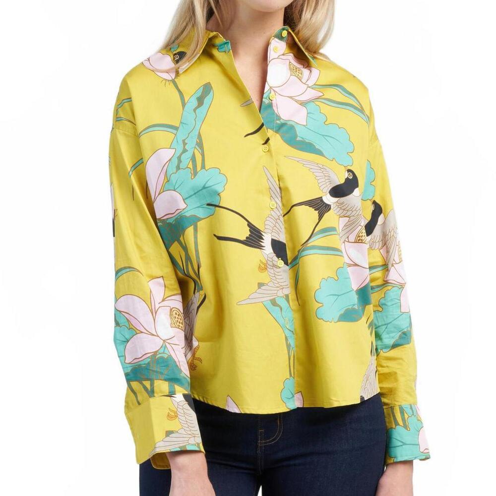 Psophía Vázquez de Castro Tropical Print Shirt Yellow EUC